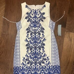 NWT London Times White and Blue Shift Dress